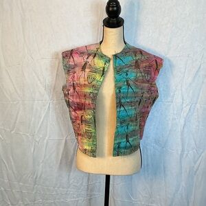 Handmade Tie Dye Folk Art Cotton Vest Boho Festival